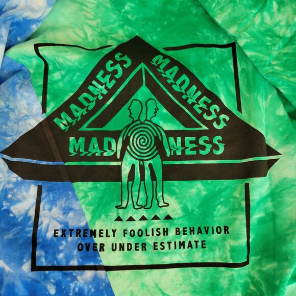Madness Skateboard Tie Dye Split Green and Blue Long Sleeve T Shirt Large NWT - Picture 10 of 10